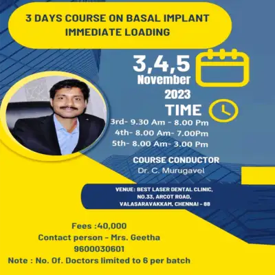 DentalImplants, immediateLoading, BasalImplants, ImplantDentistry, DentalEducation, SmileRestoration, HandsOnTraining